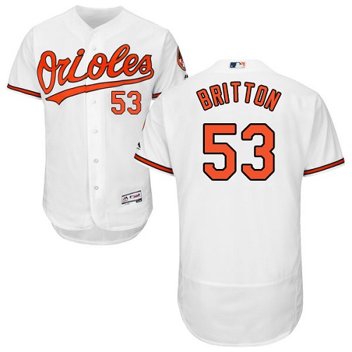 Orioles #53 Zach Britton White Flexbase Authentic Collection Stitched MLB Jersey - Click Image to Close